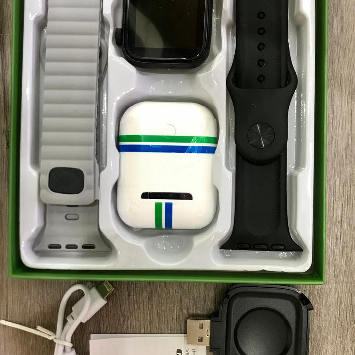 Smartwatch negro+ Airpods (reloj inteligente)